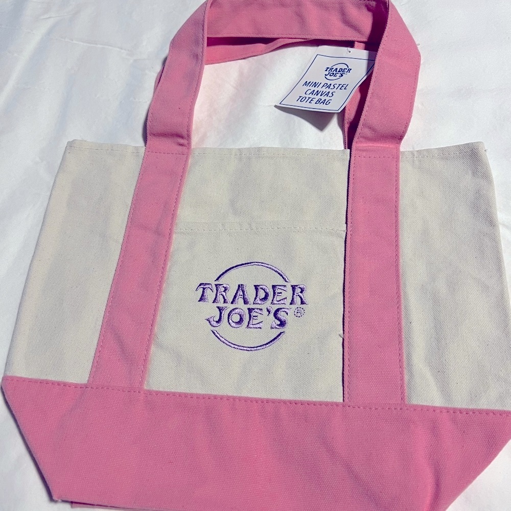 NWT Pink Trader Joe's LIMITED EDITION Pastel Mini Canvas Tote Bags Eas…